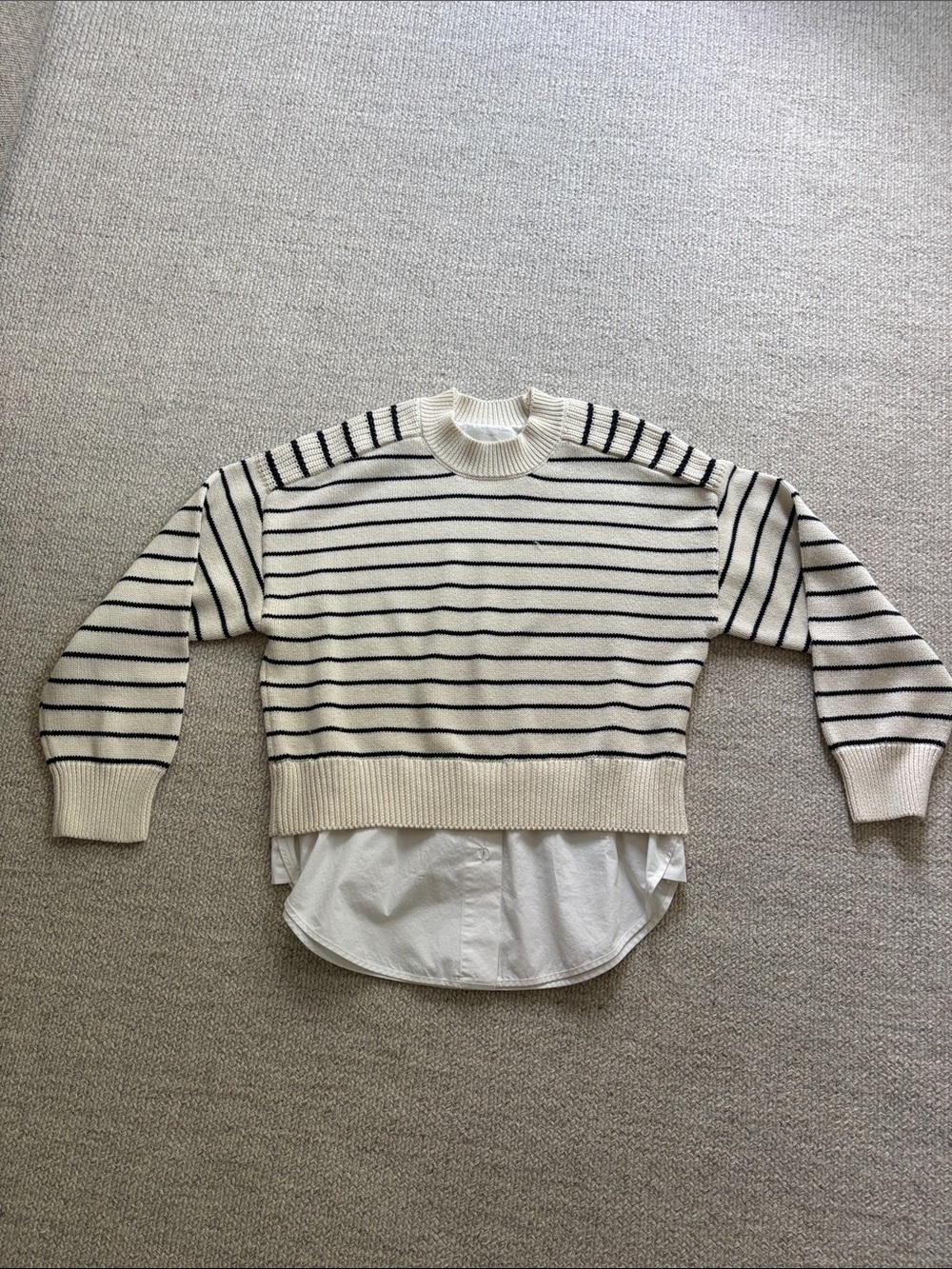 Brochu Walker Cotton Cream and Black Striped Knit Sweater